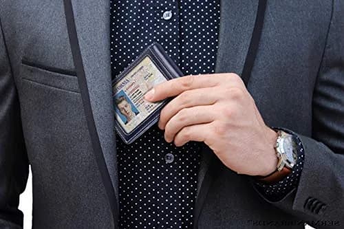 SERMAN BRANDS RFID Blocking Slim Bifold Leather Wallet Atlantic Blue | Minimalist Front Pocket Design (70-120 chars) thumbnail 2