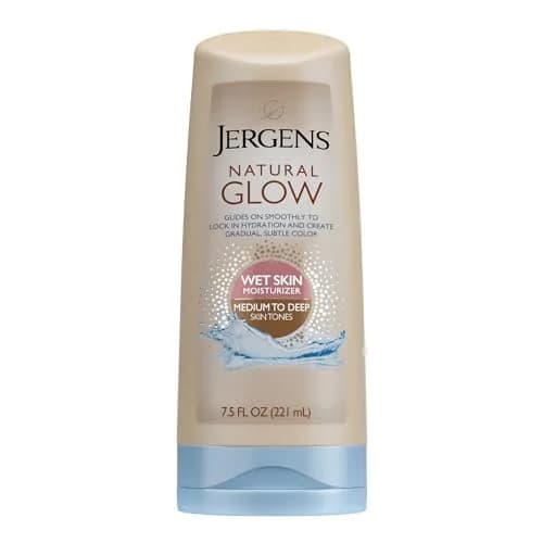 Jergens Natural Glow In Shower Lotion, Self Tanner, Medium To Deep, 222ml (7.5 Fl Oz) | Gradual Color Development — Medium to Deep
