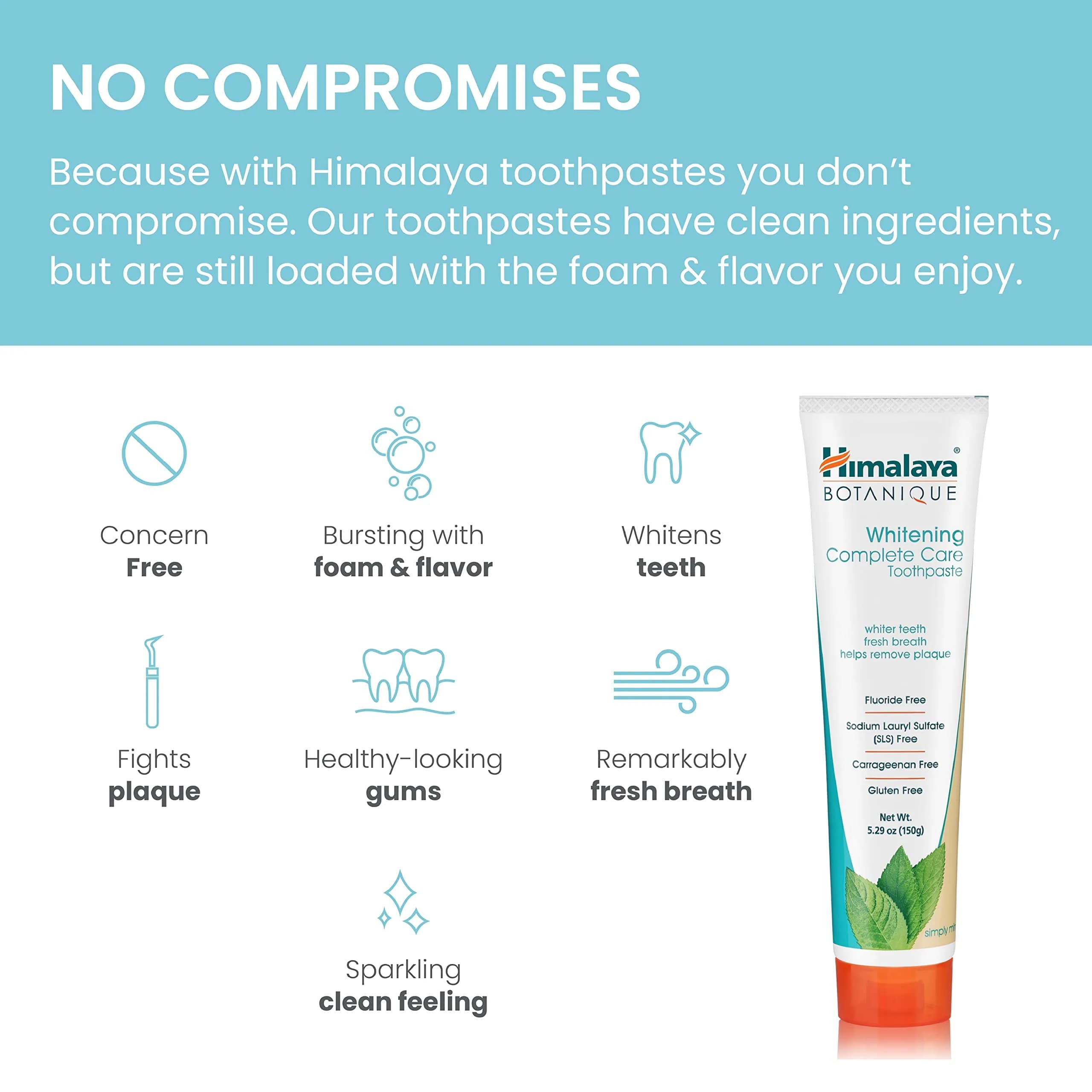 Himalaya Botanique Whitening Complete Care Toothpaste Mint 4 Pack 21.16 Oz (846.4 ml) | Fluoride-Free Whitening & Plaque Control - view 4