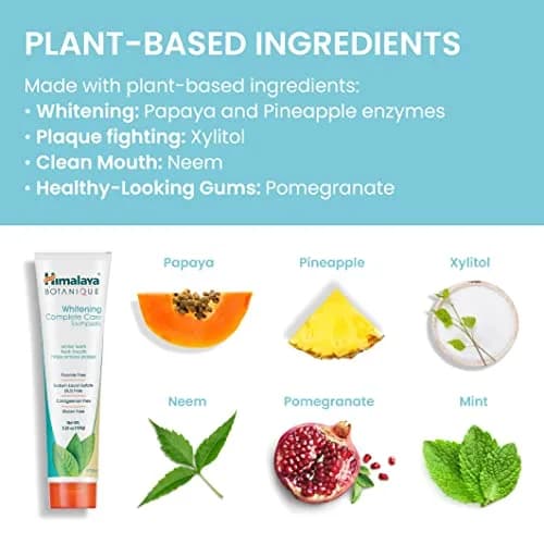 Himalaya Botanique Whitening Complete Care Toothpaste Mint 4 Pack 21.16 Oz (846.4 ml) | Fluoride-Free Whitening & Plaque Control thumbnail 6
