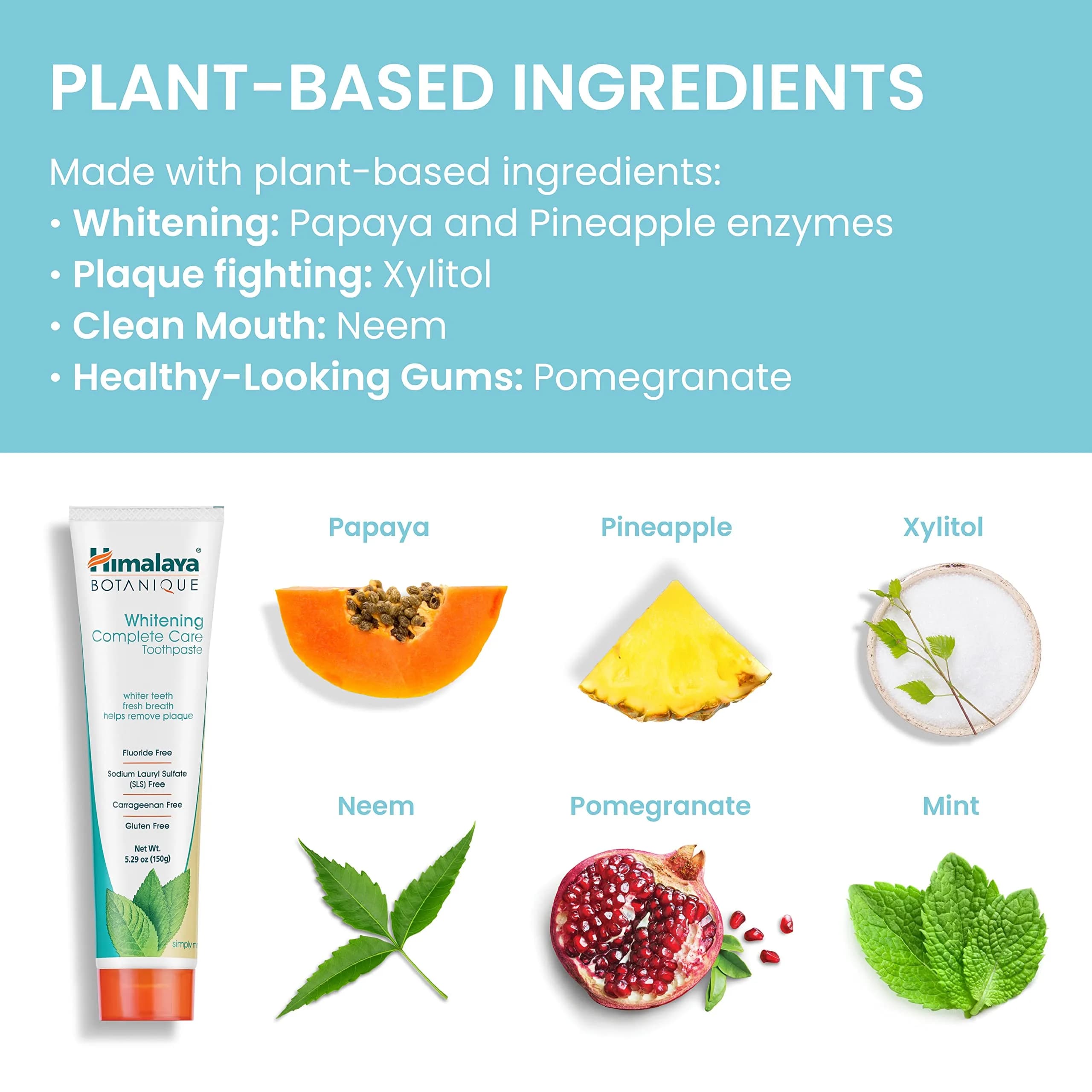 Himalaya Botanique Whitening Complete Care Toothpaste Mint 4 Pack 21.16 Oz (846.4 ml) | Fluoride-Free Whitening & Plaque Control - view 6