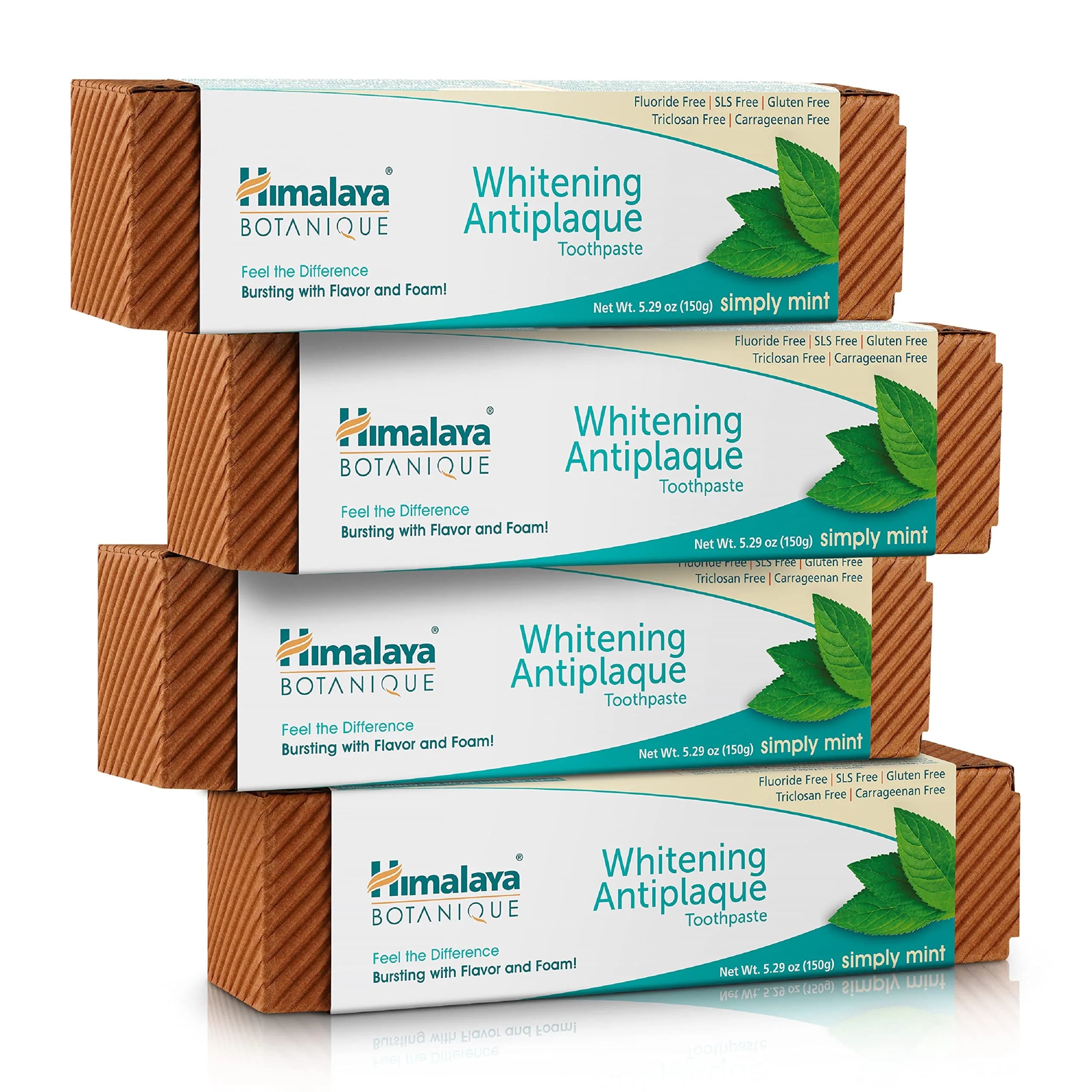 Himalaya Botanique Whitening Complete Care Toothpaste Mint 4 Pack 21.16 Oz (846.4 ml) | Fluoride-Free Whitening & Plaque Control - main product image