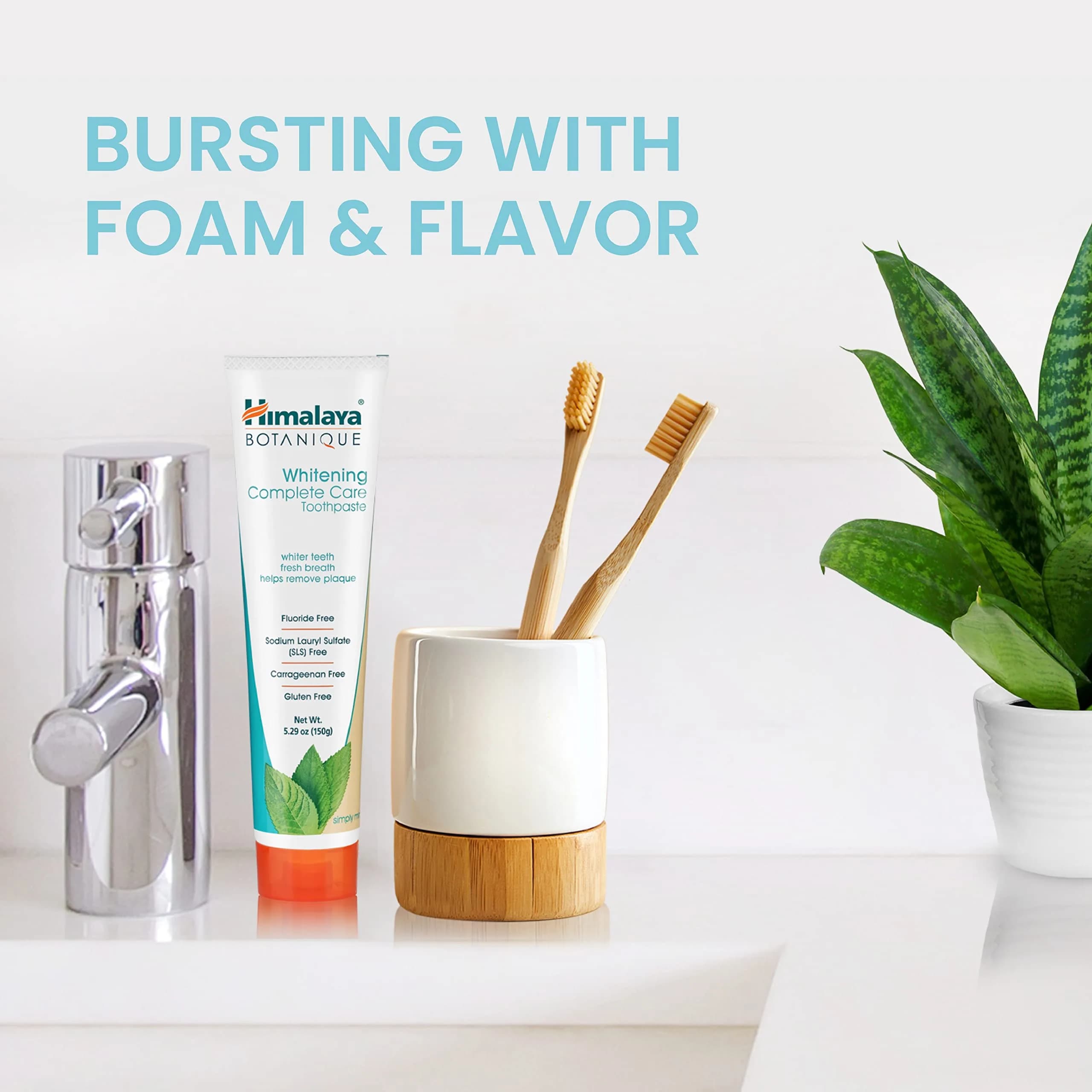 Himalaya Botanique Whitening Complete Care Toothpaste Mint 4 Pack 21.16 Oz (846.4 ml) | Fluoride-Free Whitening & Plaque Control - view 3