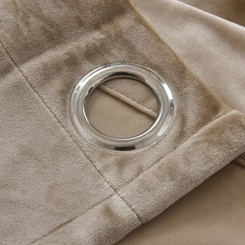 Cherry Home Velvet Curtains Set of 2 Sand Color | Room Darkening Blackout Drapes (52x63 inches) thumbnail 4