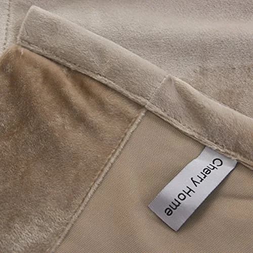 Cherry Home Velvet Curtains Set of 2 Sand Color | Room Darkening Blackout Drapes (52x63 inches) thumbnail 5