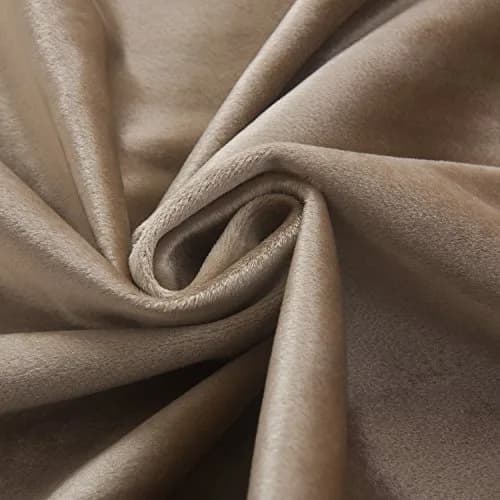 Cherry Home Velvet Curtains Set of 2 Sand Color | Room Darkening Blackout Drapes (52x63 inches) thumbnail 6
