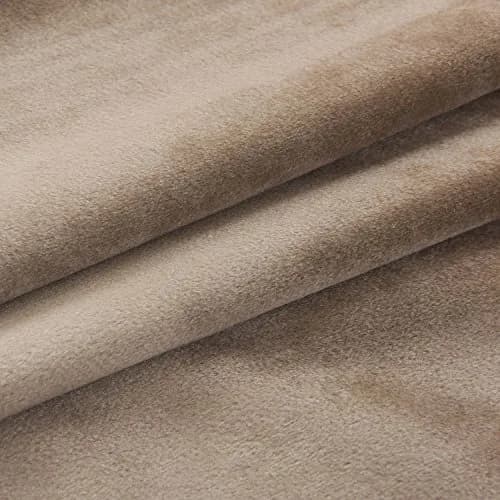 Cherry Home Velvet Curtains Set of 2 Sand Color | Room Darkening Blackout Drapes (52x63 inches) thumbnail 3