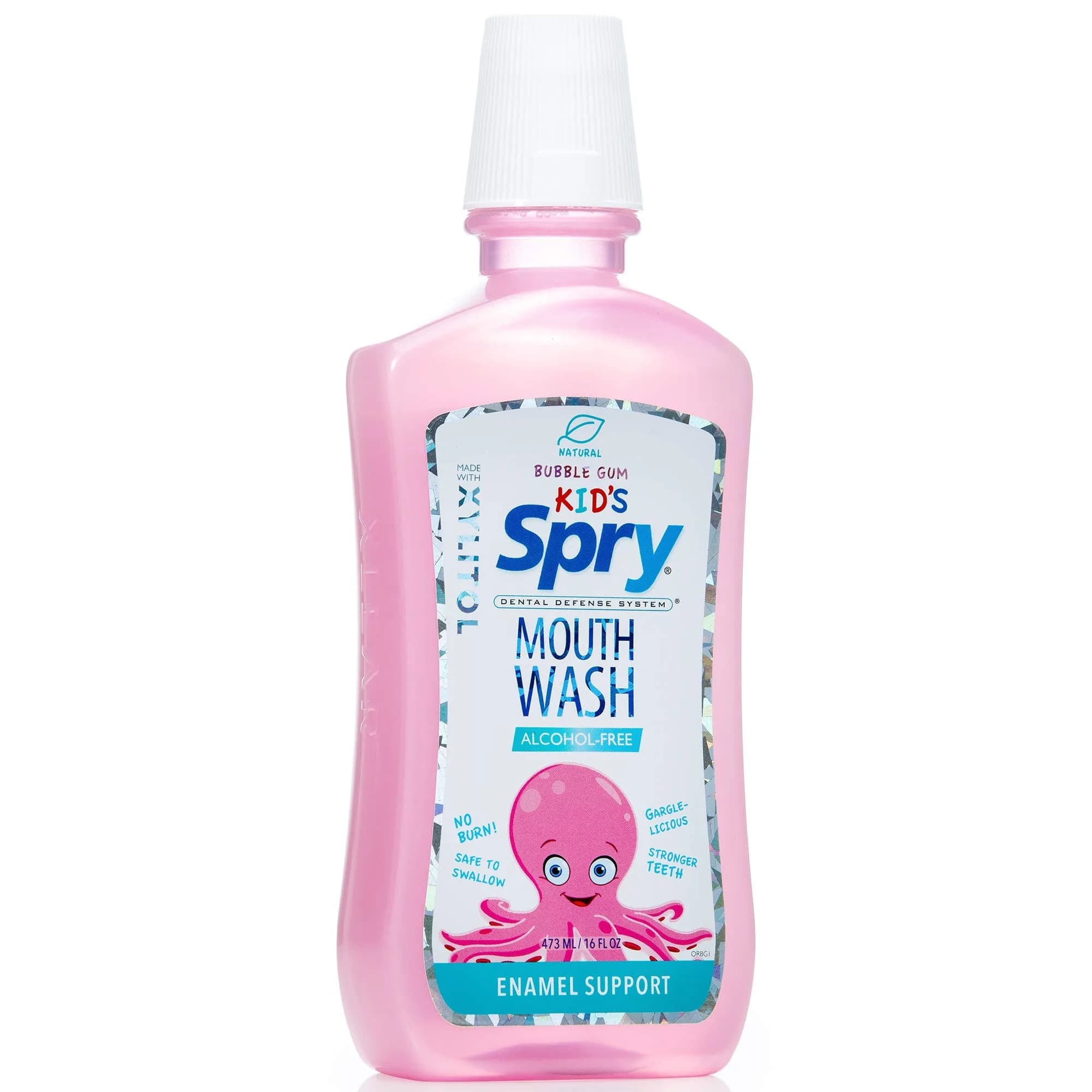 Spry Natural Kids Mouthwash with Xylitol Bubble Gum 16 fl oz | Alcohol-Free, Fluoride-Free, Safe to Swallow