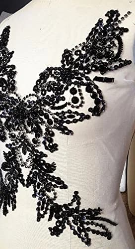 succi shan fabric_applique_patch 15.3x11.4 inches | Handmade Beaded Rhinestone Embroidery thumbnail 2