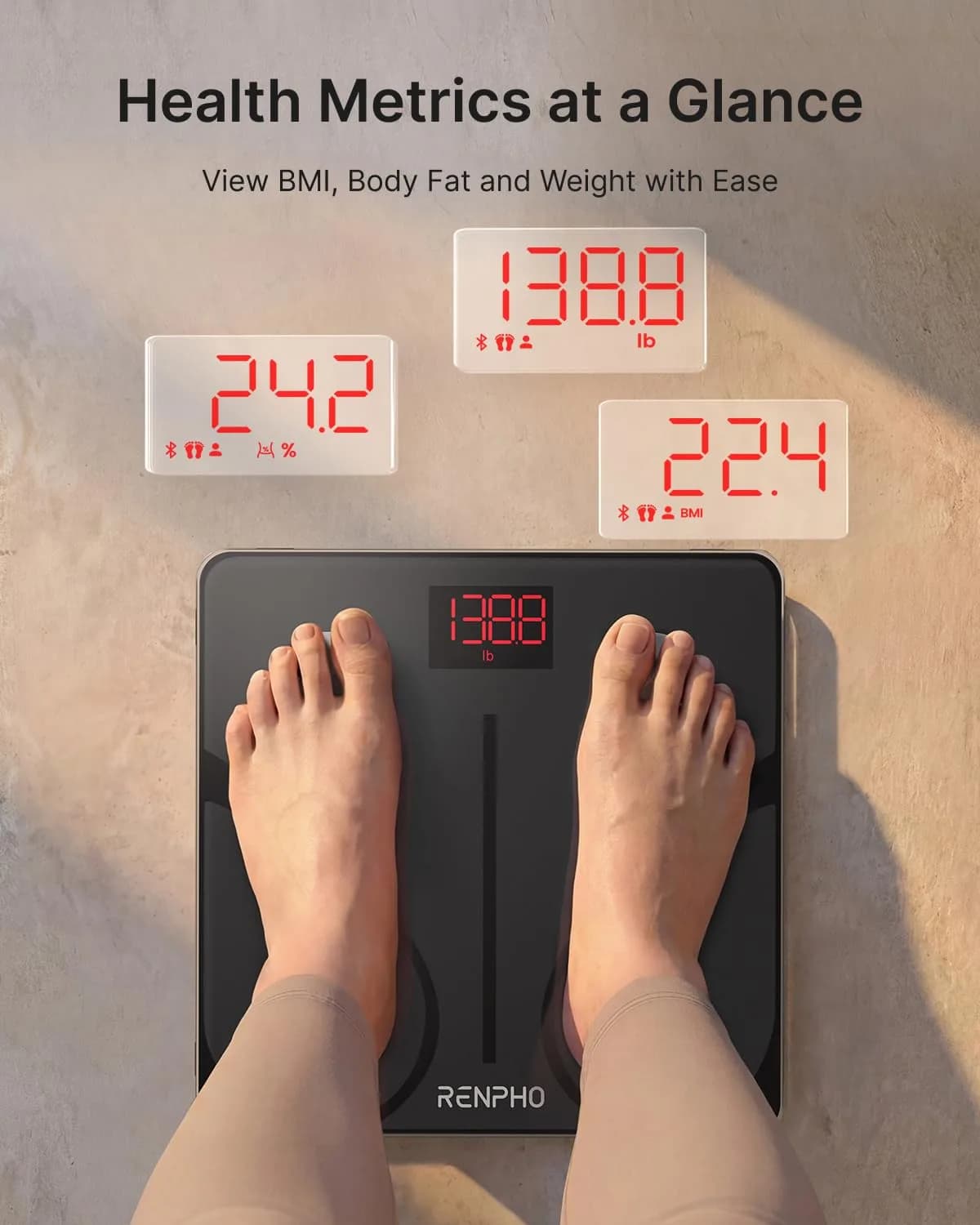 RENPHO Smart Body Fat Scale 180 kg (400 lbs) | FDA Approved & Syncs with Fitness Apps - view 2