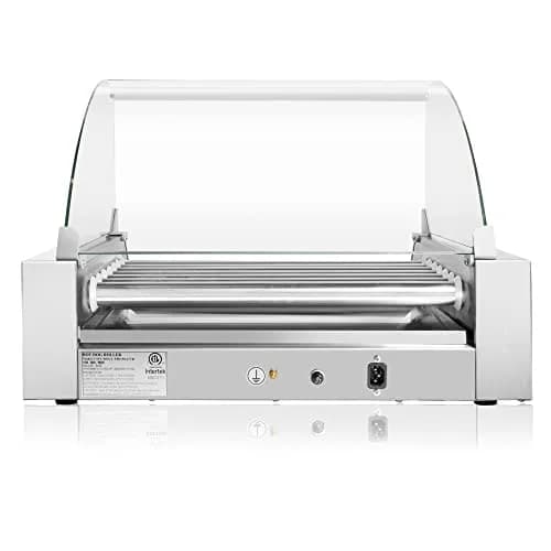 OLDE MIDWAY Electric 18 Hot Dog 7 Roller Grill Cooker with Cover 900-Watt | Commercial Grade thumbnail 6