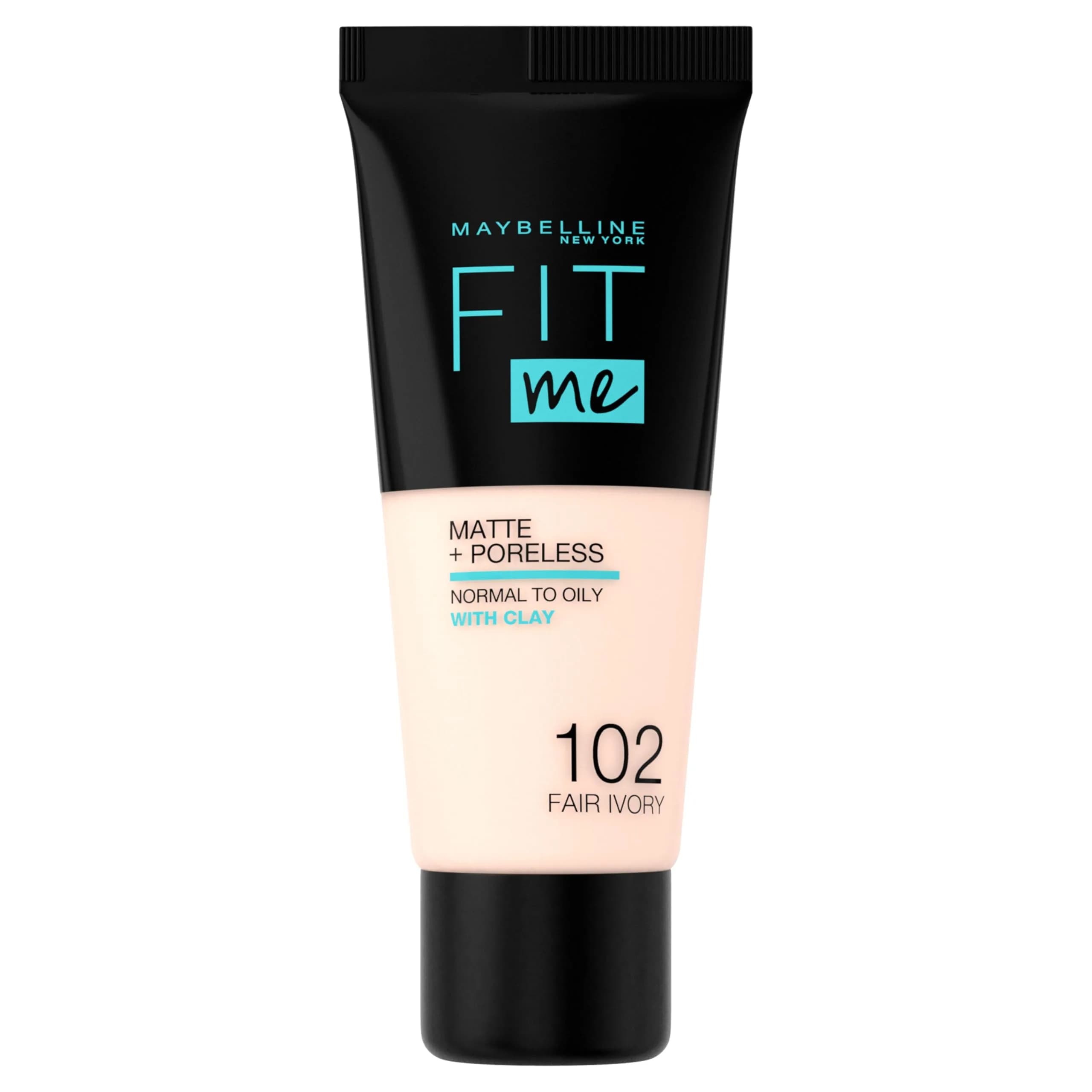 Maybelline Fit Me Matte + Poreless Foundation 102 Fair Ivory, 1.01 Fl Oz | Oil-Free, Pore Minimizing - main product image