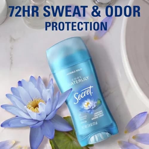 Secret Invisible Solid Antiperspirant Deodorant for Women, Waterlily Scent, 2.6 oz thumbnail 3