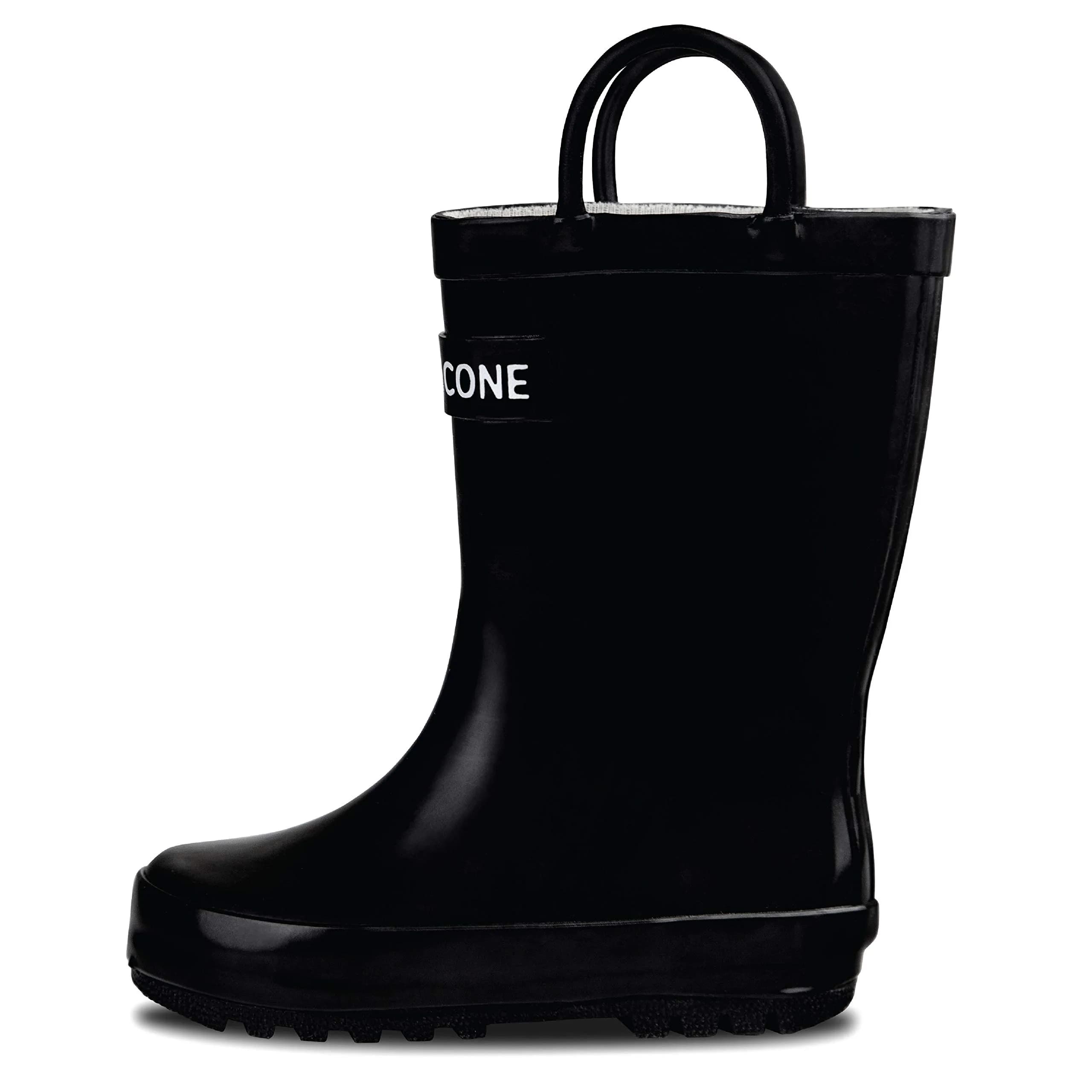 LONECONE Kids Rain Boots for Girls and Boys - Shiny Black, 9 Toddler | Easy Wear & Clean, Child-Friendly Design