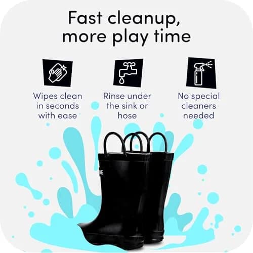 LONECONE Kids Rain Boots for Girls and Boys - Shiny Black, 9 Toddler | Easy Wear & Clean, Child-Friendly Design thumbnail 7