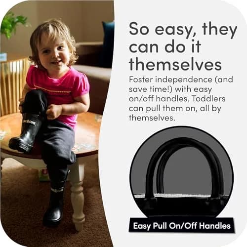 LONECONE Kids Rain Boots for Girls and Boys - Shiny Black, 9 Toddler | Easy Wear & Clean, Child-Friendly Design thumbnail 8