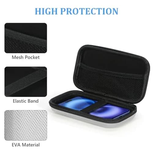 GLCON Small Tech Zipper Bag Organizer, Silver Shockproof EVA Carrying Case | Compact & Durable thumbnail 4