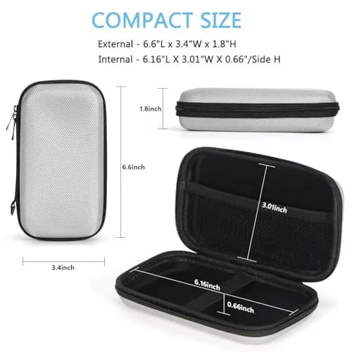 GLCON Small Tech Zipper Bag Organizer, Silver Shockproof EVA Carrying Case | Compact & Durable thumbnail 3