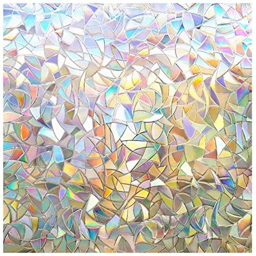 rabbitgoo Rainbow Window Privacy Film, Stained Glass Cling, 17.5" x 78.7" | Static, Reusable, UV Blocker for Home & Decor thumbnail 1