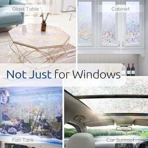 rabbitgoo Rainbow Window Privacy Film, Stained Glass Cling, 17.5" x 78.7" | Static, Reusable, UV Blocker for Home & Decor thumbnail 7