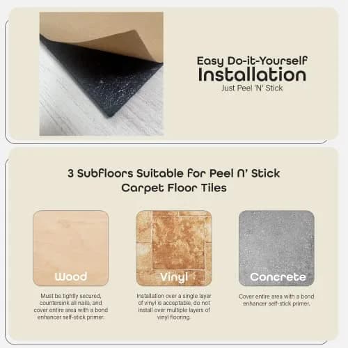 Nexus Peel & Stick Carpet Tiles 12x12 Inch (30x30 cm) Tan | 12 Sq Ft Coverage Pack thumbnail 4