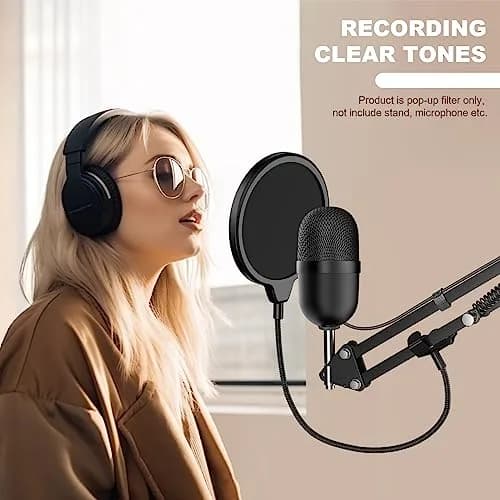 Aokeo Microphone Pop Filter Shield for Blue Yeti & All Microphones | Dual Layer Wind Screen with 360° Gooseneck Clamp thumbnail 7