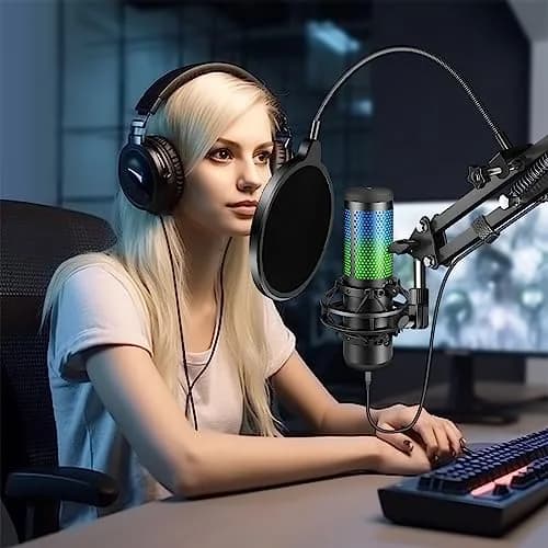 Aokeo Microphone Pop Filter Shield for Blue Yeti & All Microphones | Dual Layer Wind Screen with 360° Gooseneck Clamp thumbnail 2