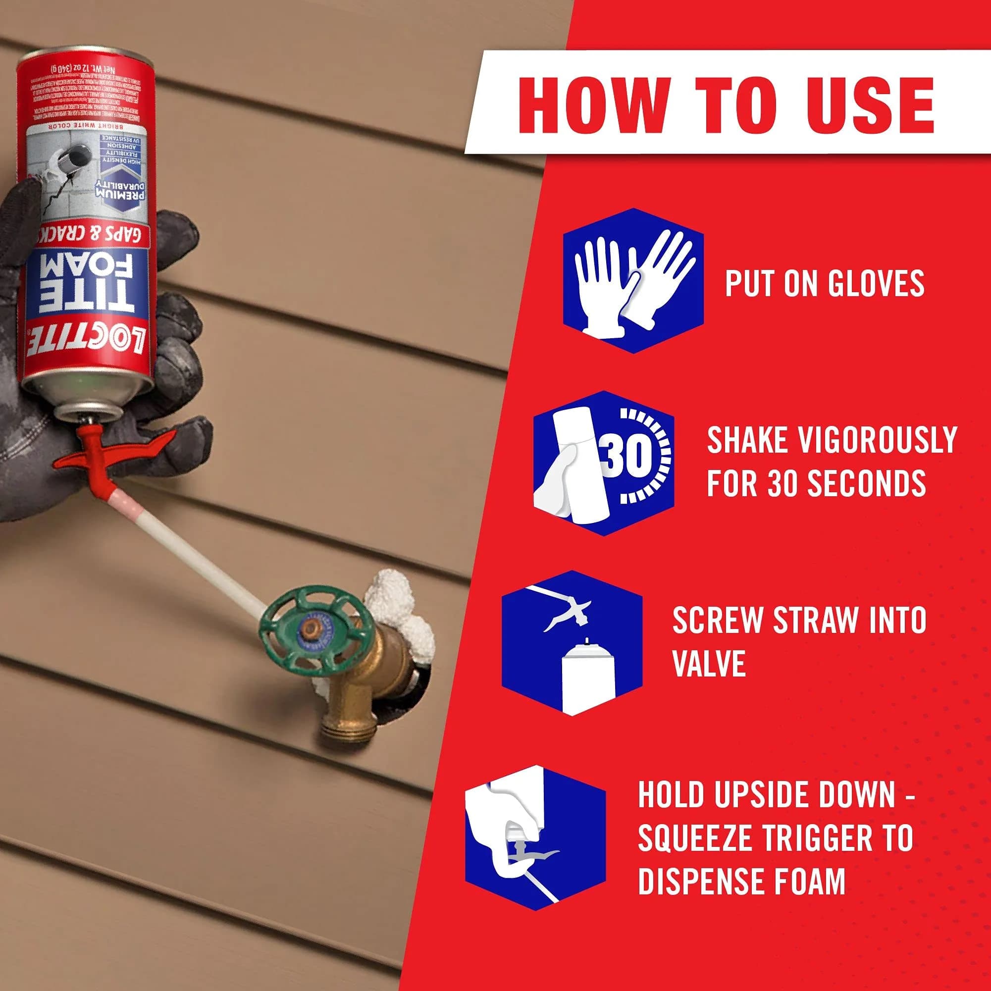 Loctite Tite Foam Gaps & Cracks Spray Foam Sealant 355ml (12 fl oz) | Industrial Urethane Insulation - view 2