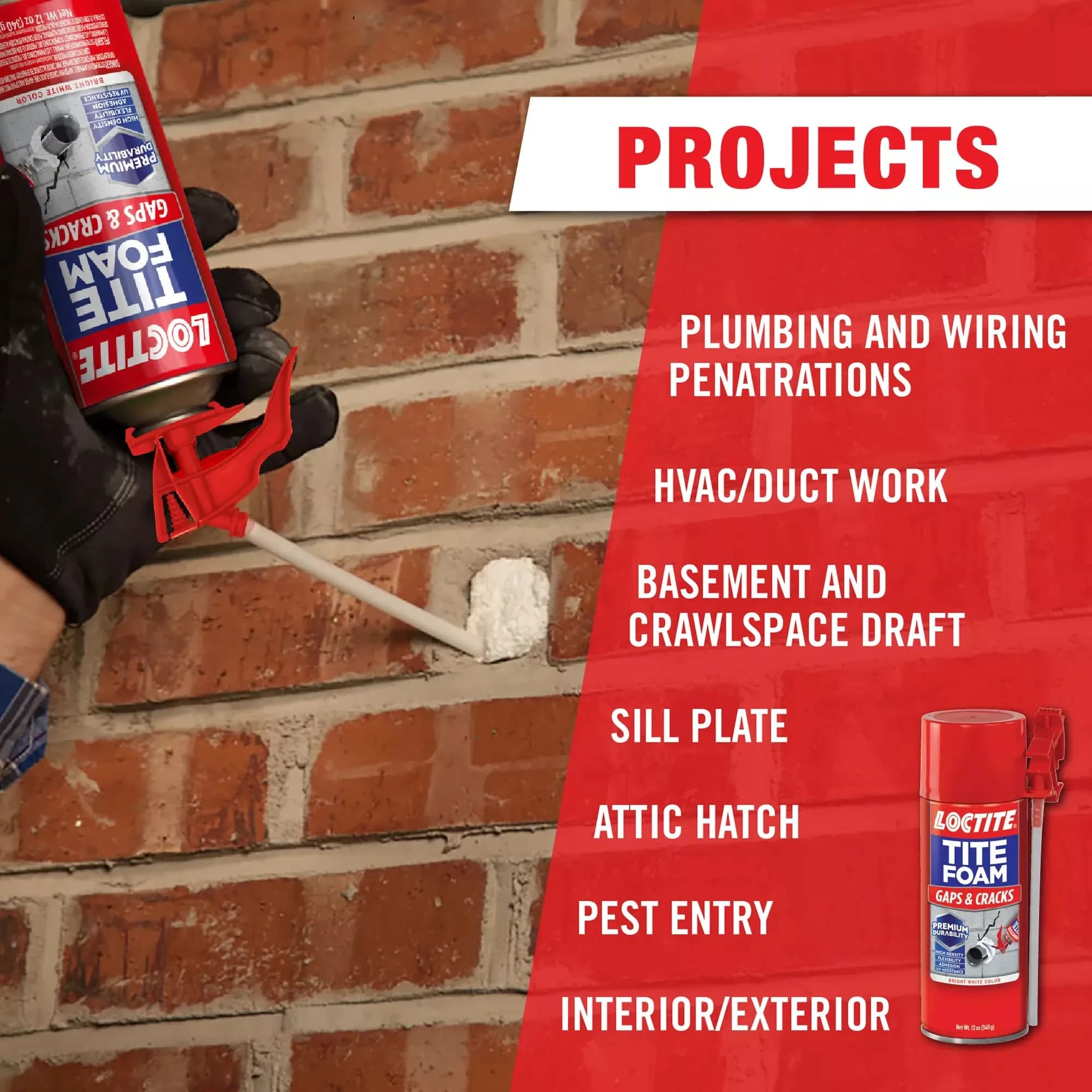 Loctite Tite Foam Gaps & Cracks Spray Foam Sealant 355ml (12 fl oz) | Industrial Urethane Insulation - view 3