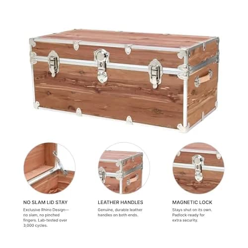 Rhino Trunk & Case Knotty Cedar Large Chest | Lockable, Heirloom-Quality Storage Trunk (32"L x 18"W x 14"H) thumbnail 4