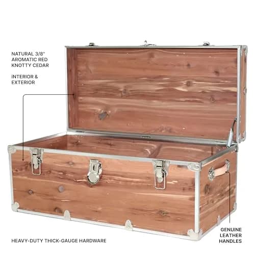 Rhino Trunk & Case Knotty Cedar Large Chest | Lockable, Heirloom-Quality Storage Trunk (32"L x 18"W x 14"H) thumbnail 3