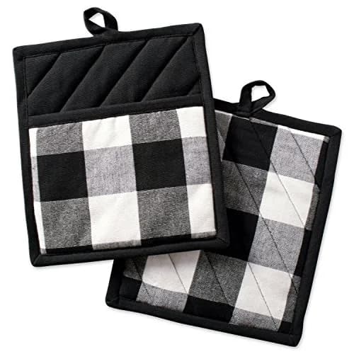 DII Buffalo Check Potholder Set 18cm x 20cm (7" x 8") | Classic Farmhouse Kitchen Linens thumbnail 1