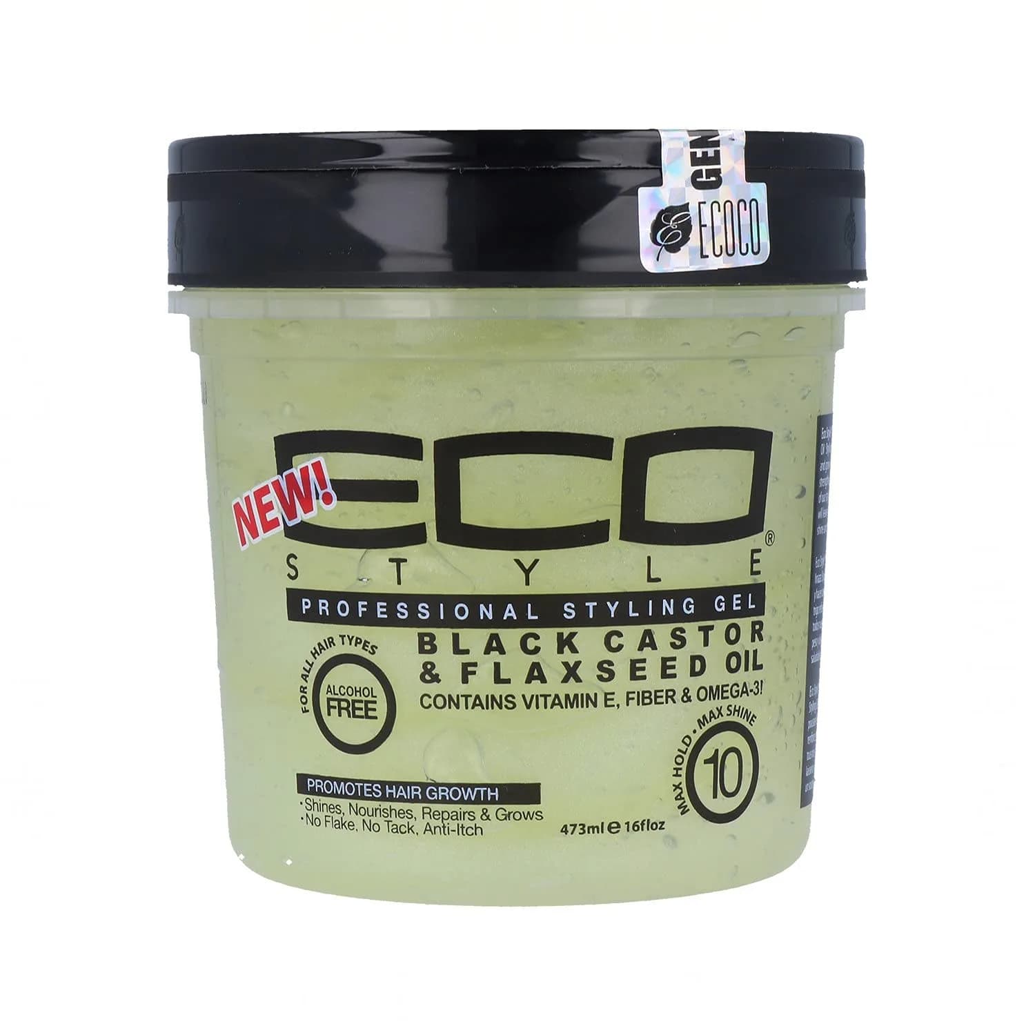 Eco Style Black Castor & Flaxseed Oil Styling Gel 473ml (16 Oz) | Superior Hold & Shine — 16 Ounce