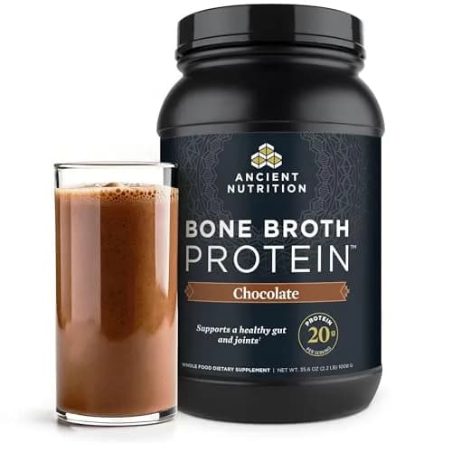 Ancient Nutrition Grass Fed Bone Broth Protein Powder Chocolate 1kg (35.6oz) | 20g Protein Per Serving thumbnail 1