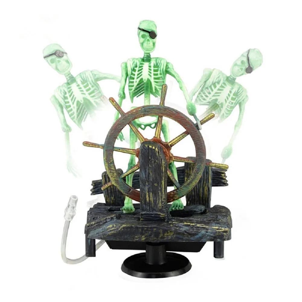 Bestgle Aquarium Decor Skeleton Pirate Captain 9x6x13cm | Active Air-Driven Fish Tank Ornament