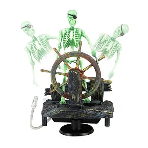 Bestgle Aquarium Decor Skeleton Pirate Captain 9x6x13cm | Active Air-Driven Fish Tank Ornament thumbnail 1