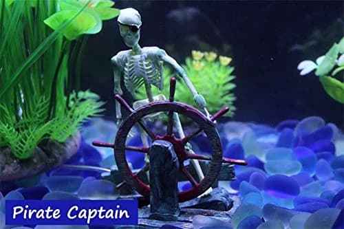 Bestgle Aquarium Decor Skeleton Pirate Captain 9x6x13cm | Active Air-Driven Fish Tank Ornament thumbnail 6