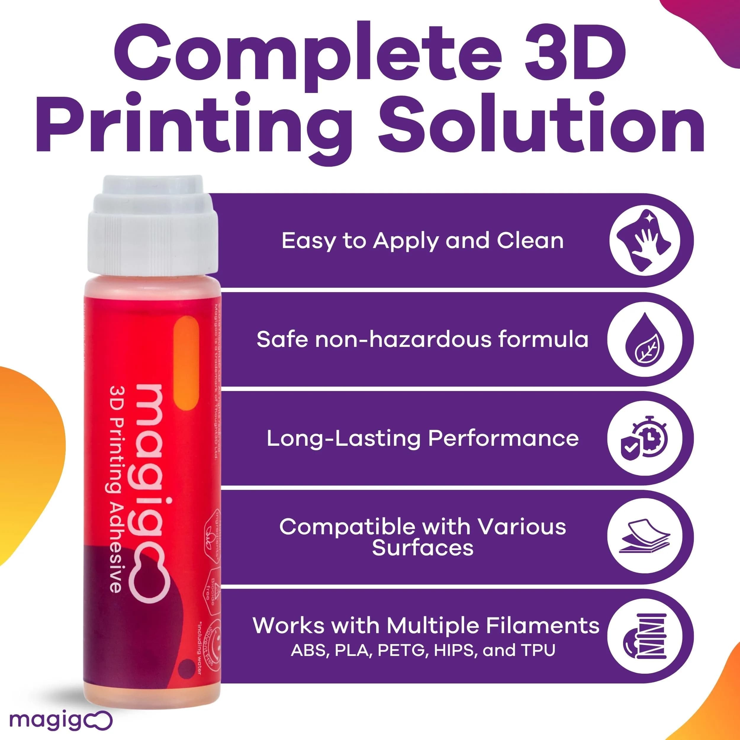 Magigoo MO2016 All-in-One 3D Printer Adhesive Glue 50ml (1.69 Fl Oz) | Bonds PLA, ABS, PETG, TPU on Glass, PEI, Buildtak - view 2