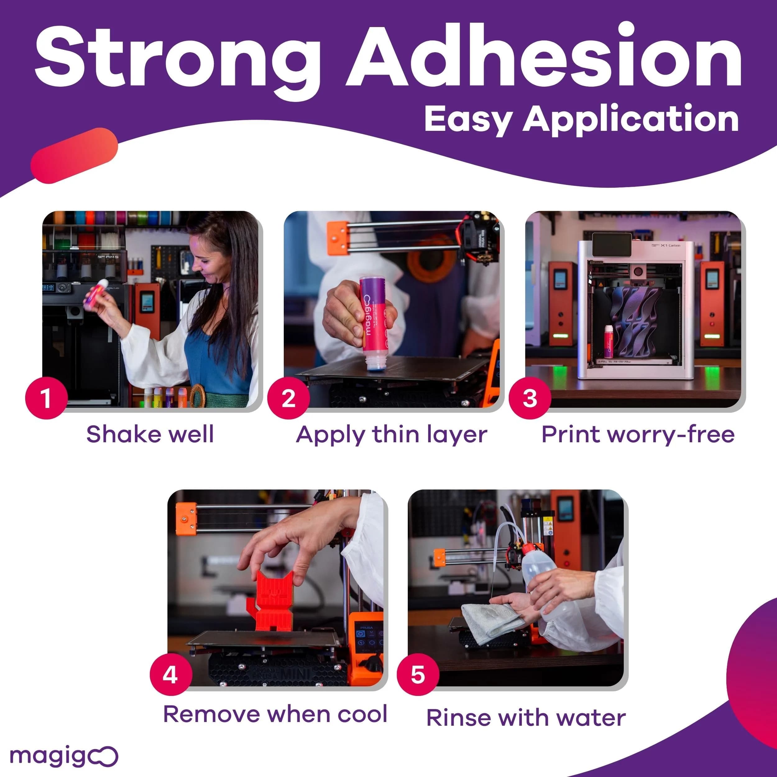 Magigoo MO2016 All-in-One 3D Printer Adhesive Glue 50ml (1.69 Fl Oz) | Bonds PLA, ABS, PETG, TPU on Glass, PEI, Buildtak - view 3