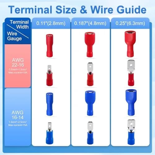 Baomain Fully Insulated Female Spade Terminals 22-16 AWG | Secure & Durable Electrical Connectors thumbnail 3