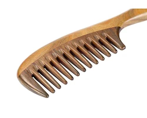 Louise Maelys Wooden Wide Tooth Hair Comb for Curly Detangling | Natural Sandalwood, Anti-Static, Handcrafted (20 x 5.5cm) thumbnail 6