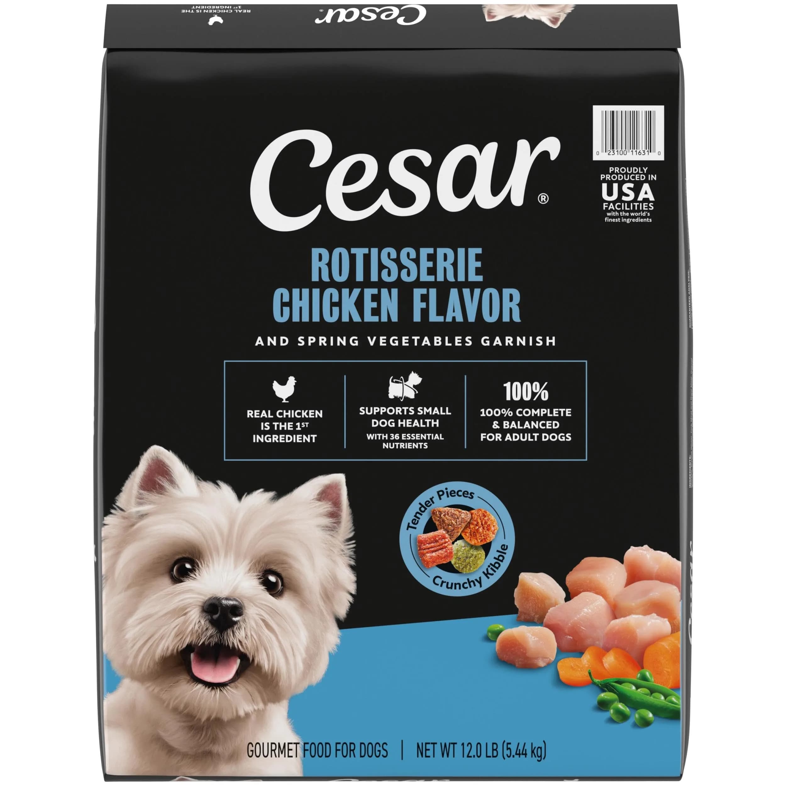 Cesar Small Breed Dry Dog Food, Chicken & Spring Vegetables Flavor, 12 lb thumbnail 1