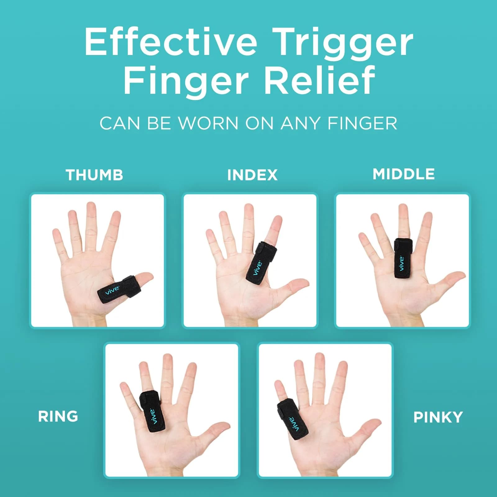 Vive Trigger Finger Splint - Black, One Size Fits All | Stabilizes Finger for Pain Relief - view 2