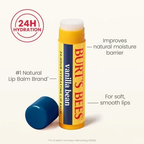 Burt's Bees Vanilla Bean Tint-Free Lip Balm 2 Count | Natural Conditioning Lip Treatment thumbnail 4