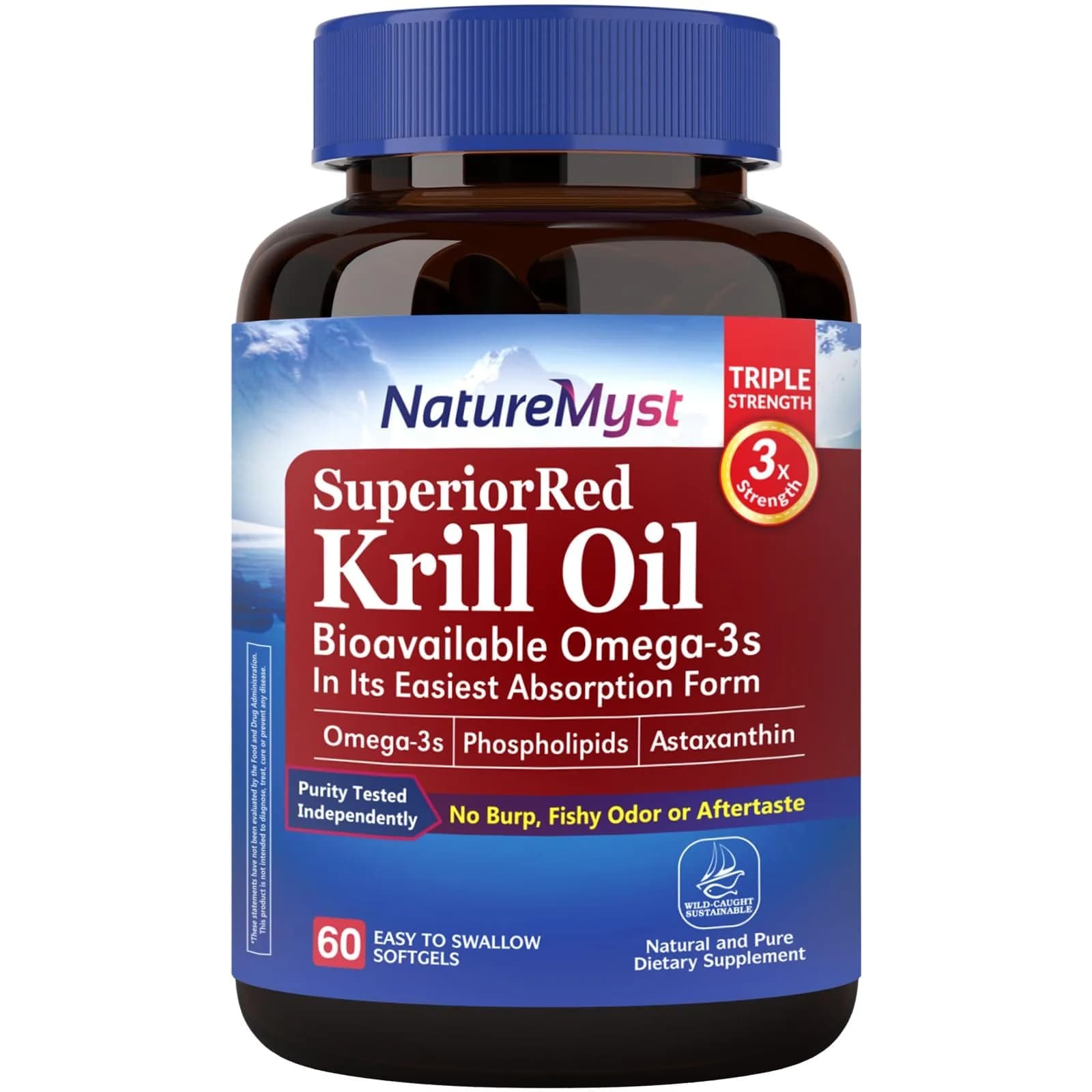 NatureMyst Krill Oil 1000mg | Omega-3 DHA EPA, Astaxanthin, 60 Softgels — 1