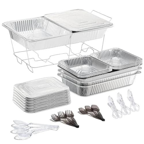 Tiger Chef Disposable Chafing Dishes for Buffet Set - Full-Size Disposable Wire Chafer Stand Kit - 30-Piece Catering Set for Parties Includes Chafer Pans Disposable Serving Utensils | Cost-Effective Buffet Solution thumbnail 2