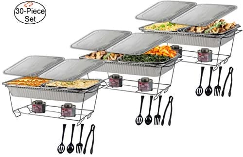Tiger Chef Disposable Chafing Dishes for Buffet Set - Full-Size Disposable Wire Chafer Stand Kit - 30-Piece Catering Set for Parties Includes Chafer Pans Disposable Serving Utensils | Cost-Effective Buffet Solution thumbnail 4