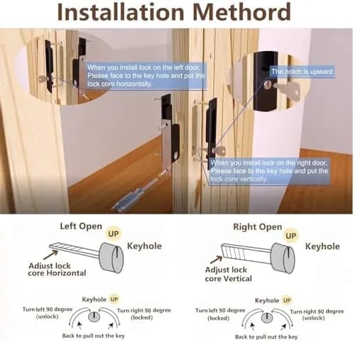 CCJH Privacy Pocket Door Lock Handle with Key, Zinc Alloy Brushed Nickel Silver 160mm (6.3" x 1.77") | Modern Interior Furniture Hardware thumbnail 4