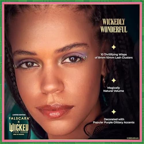 FALSCARA WICKED: FOR GOOD False Eyelashes 8-10mm | Natural Volume with Purple Glitter thumbnail 3