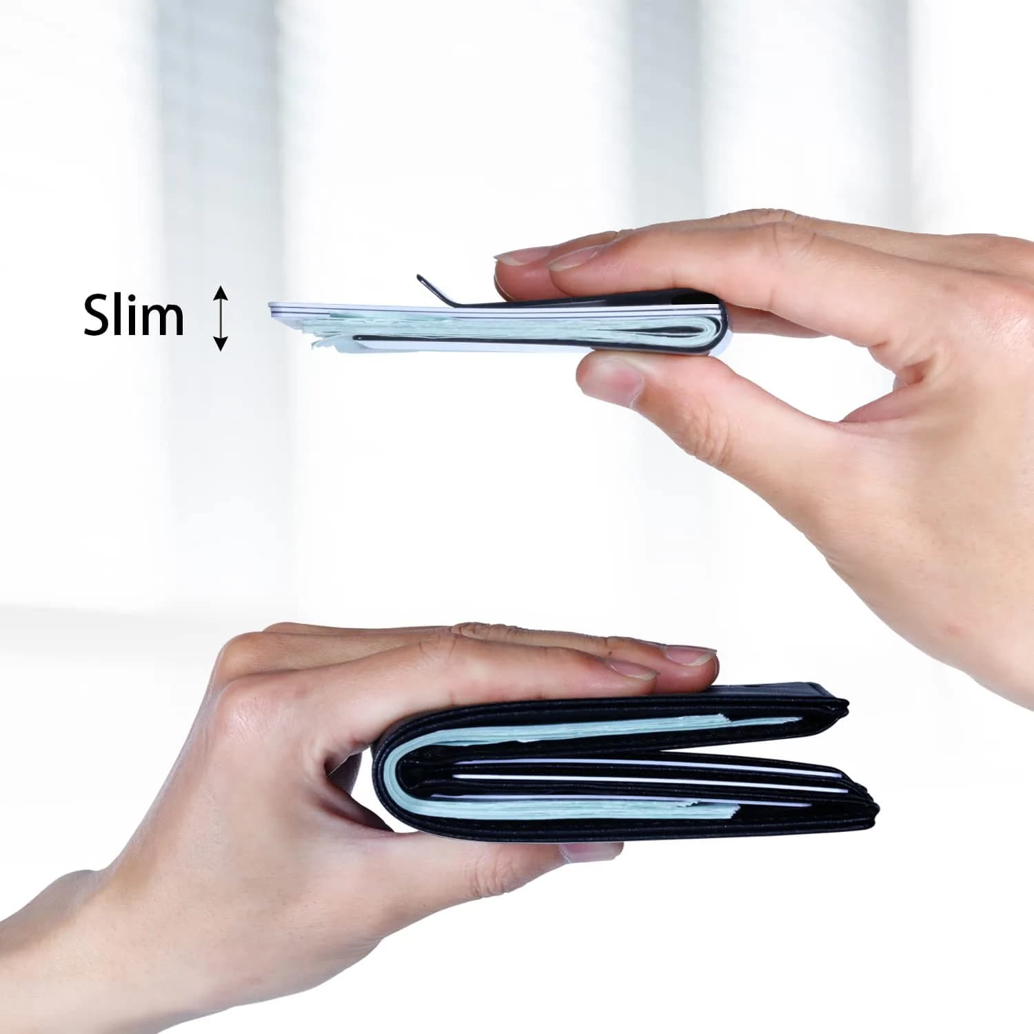 Travelambo Carbon Fiber Money Clip Front Pocket Wallet Minimalist Slim Wallet Credit Business Card Holder (CB black, 15 Card Capacity) - view 5